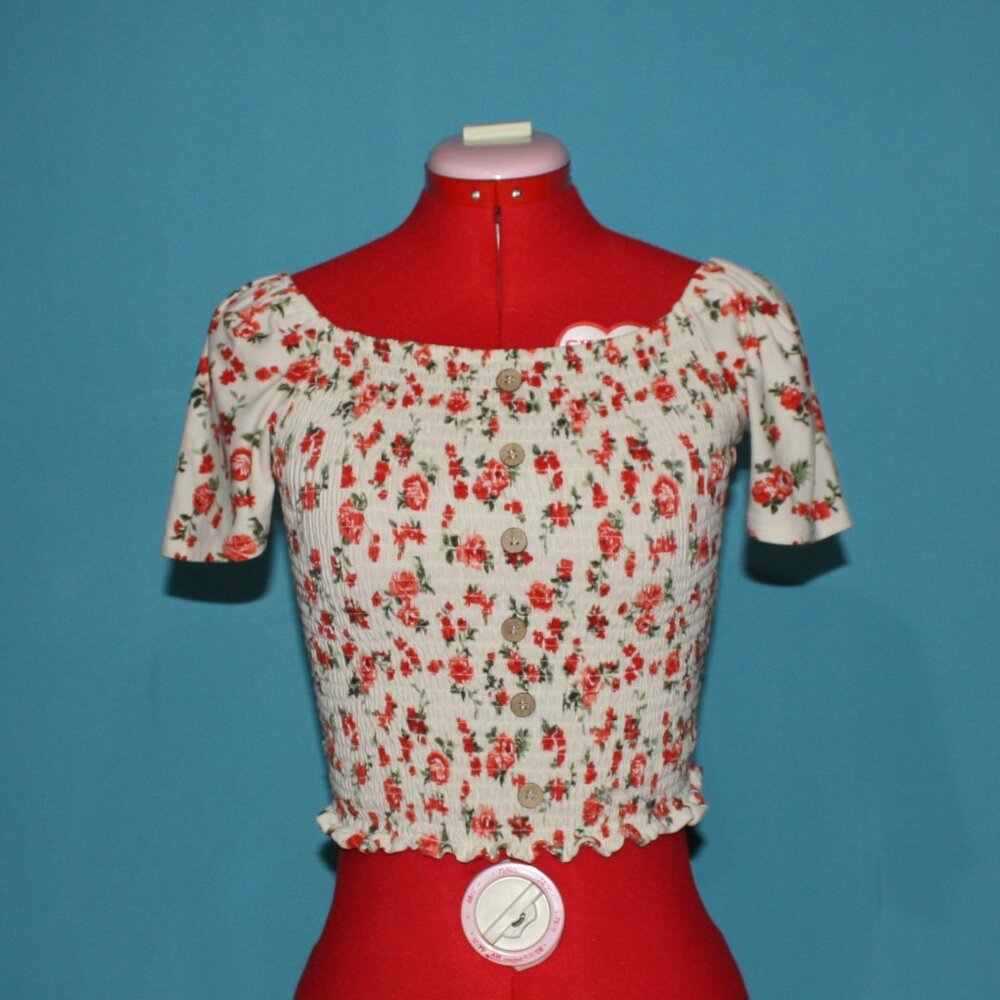 Flower Print Girls Off the Shoulder Shirt